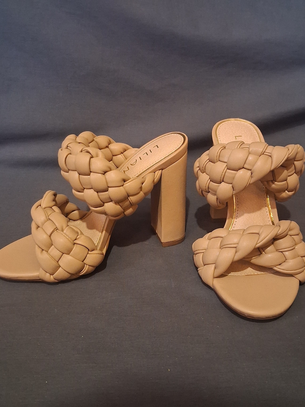 Liliana Braided Two-Strap Tan Block Heel Sandals
